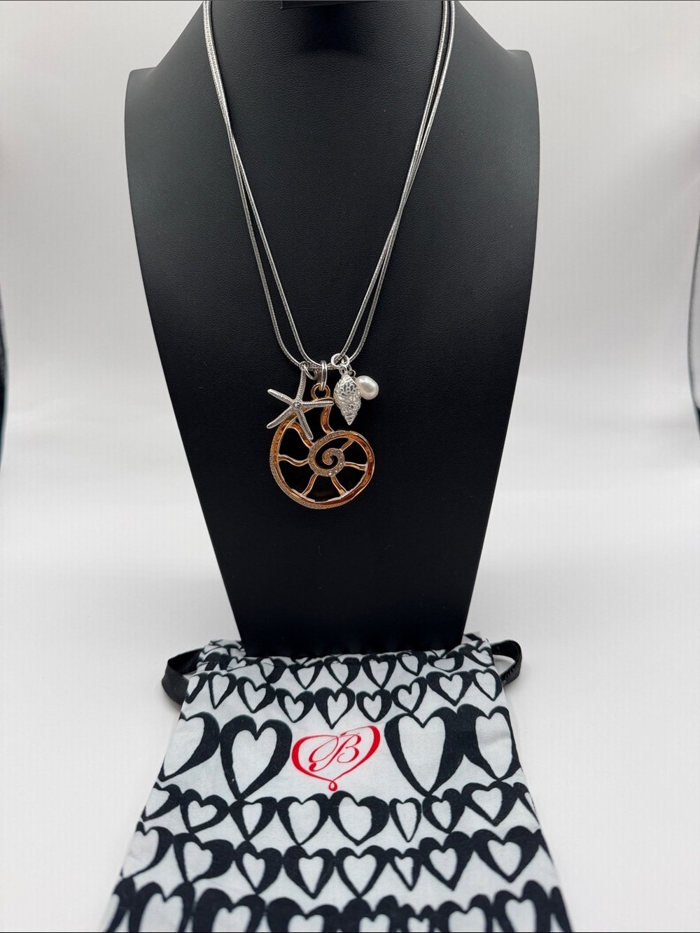 Brighton Two-Tone Nautical Charm Necklace with Pearl and Starfish
